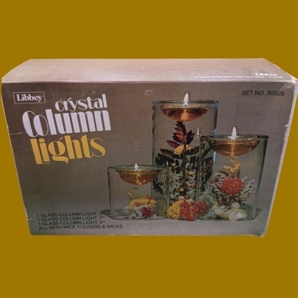 Libbey vintage  crystal column lights glass candle holders